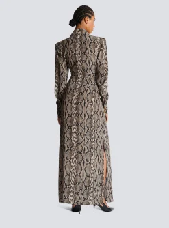 Snakeskin Silk Shirt Dress-Balmain Flash Sale