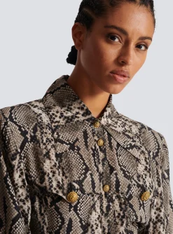 Snakeskin Silk Shirt Dress-Balmain Flash Sale