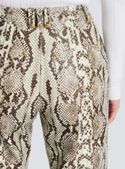 Snakeskin-effect Leather Trousers-Balmain Clearance