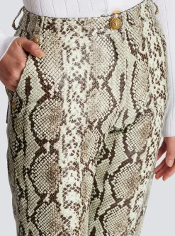 Snakeskin-effect Leather Trousers-Balmain Clearance