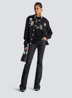 Star And Paisley Print Denim Jeans-Balmain Cheap
