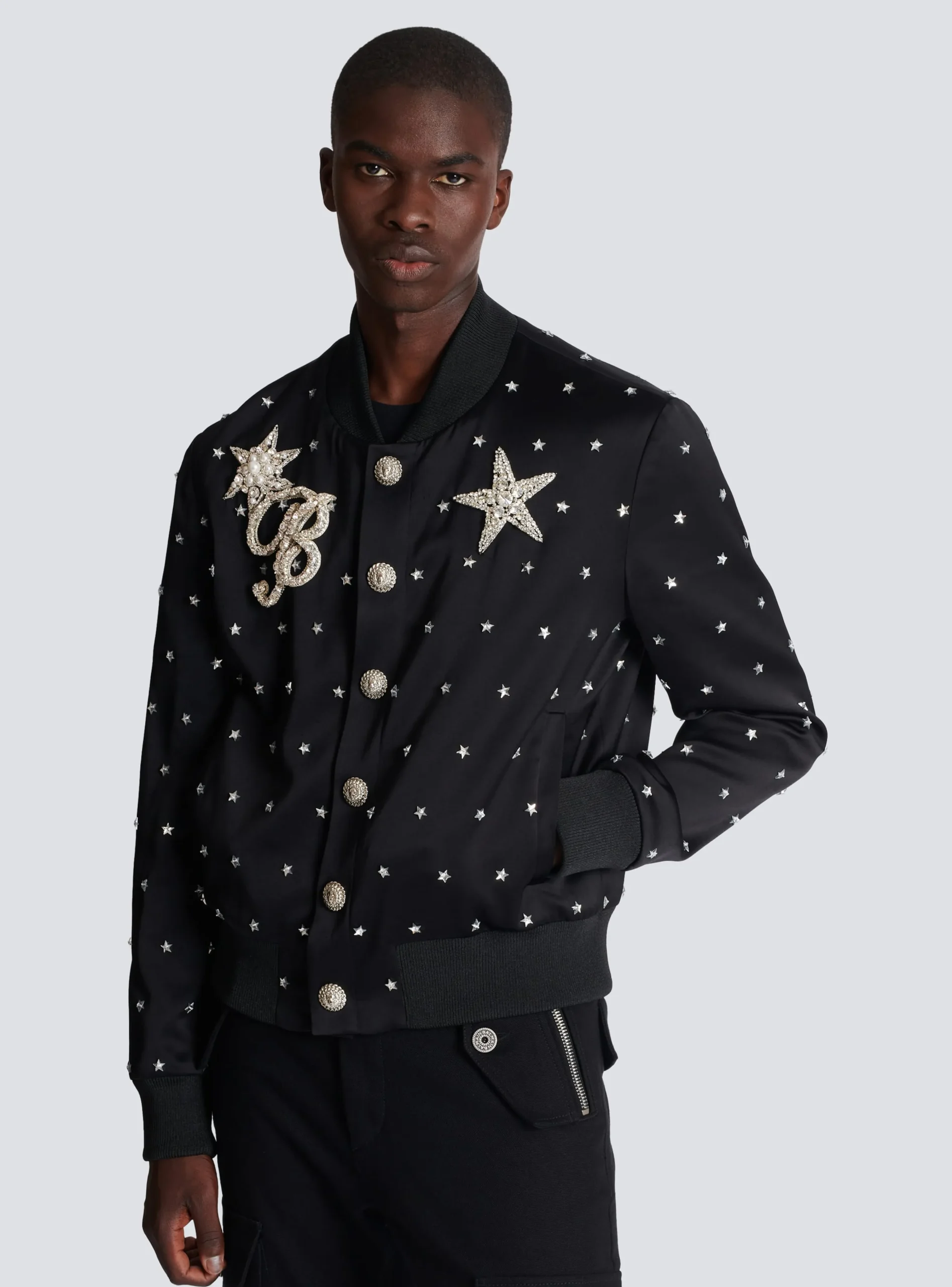 Stars Embroidered Bomber Jacket-Balmain Outlet