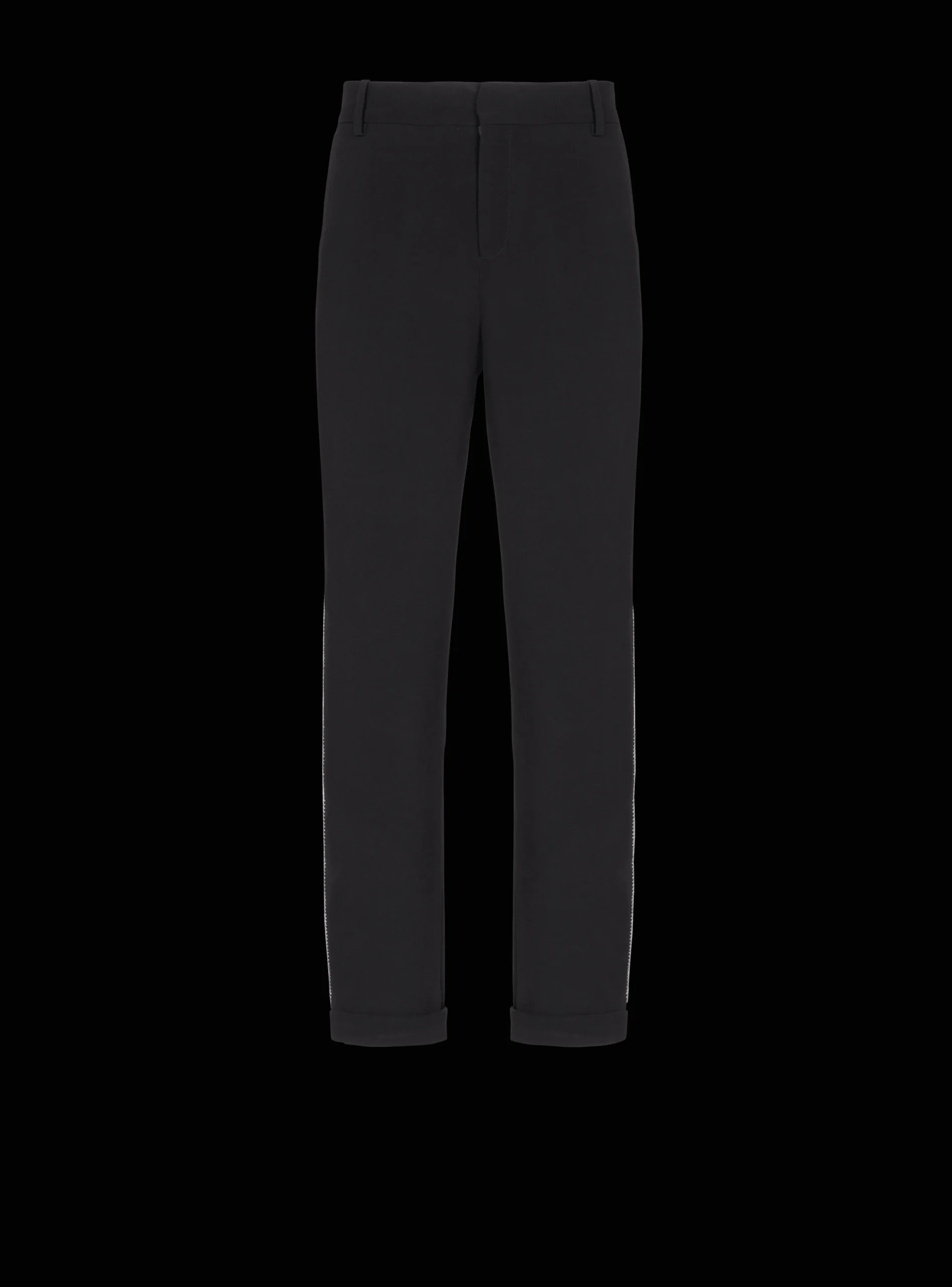 Straight-leg Crystal-embroidered Trousers-Balmain Fashion