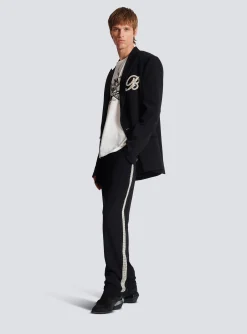 Straight-leg Crystal-embroidered Trousers-Balmain Fashion