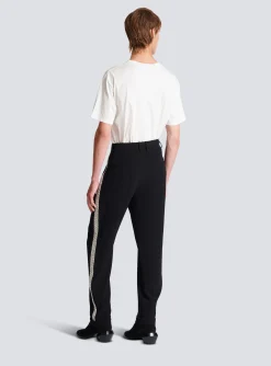 Straight-leg Crystal-embroidered Trousers-Balmain Fashion
