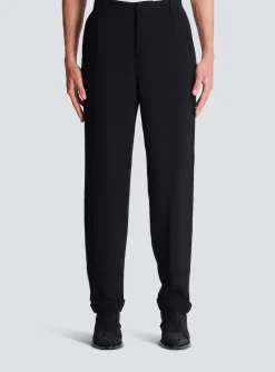 Straight-leg Crystal-embroidered Trousers-Balmain Fashion