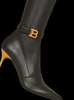 Stretch Leather Raven Thigh-high Boots-Balmain Cheap