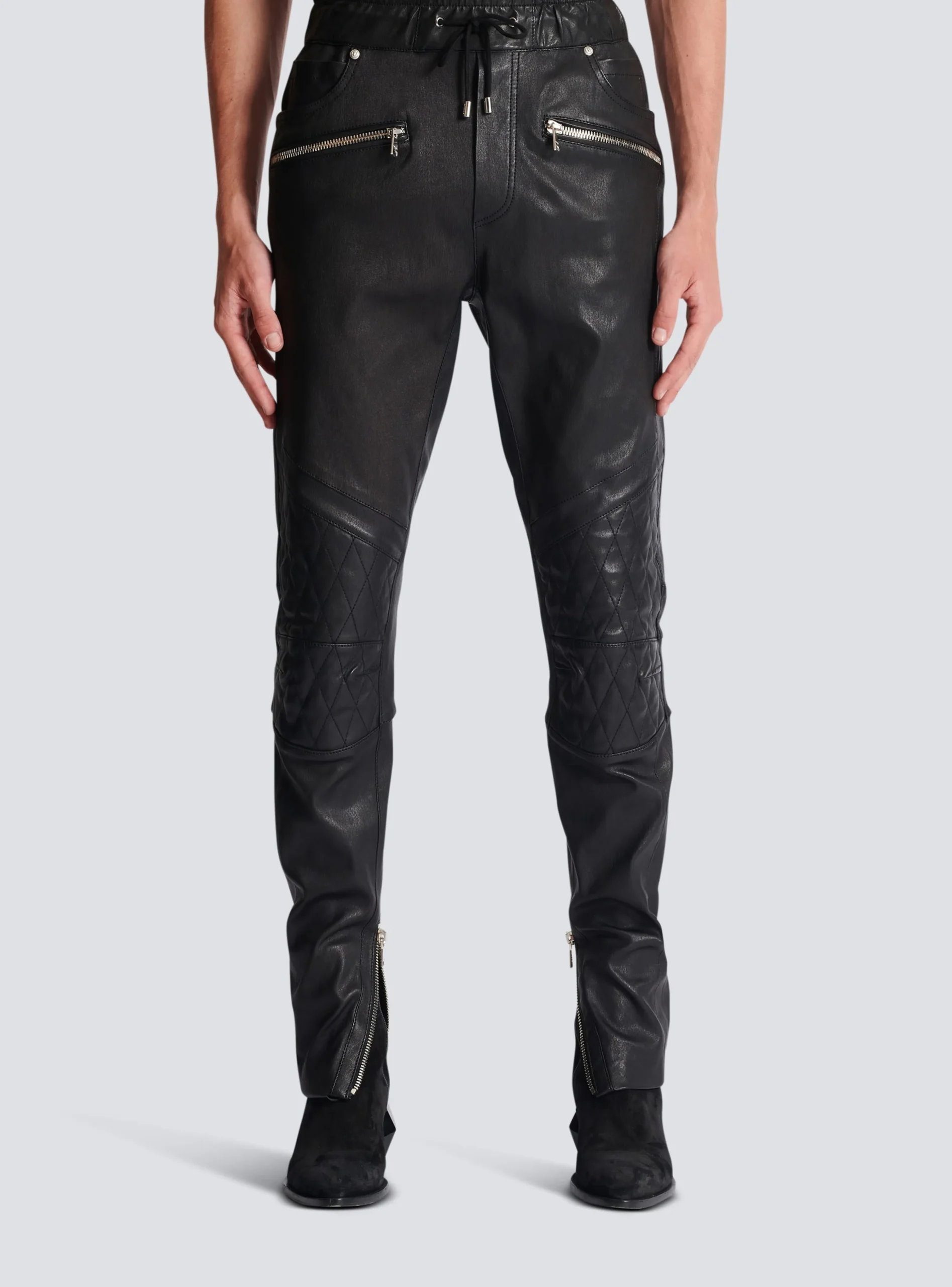Stretch Leather Trousers-Balmain Shop