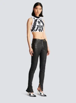Stretch Leather Trousers-Balmain Clearance