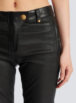Stretch Leather Trousers-Balmain Clearance