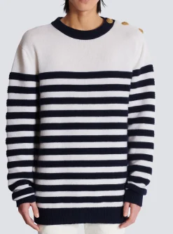 Striped Cashmere Jumper-Balmain Discount