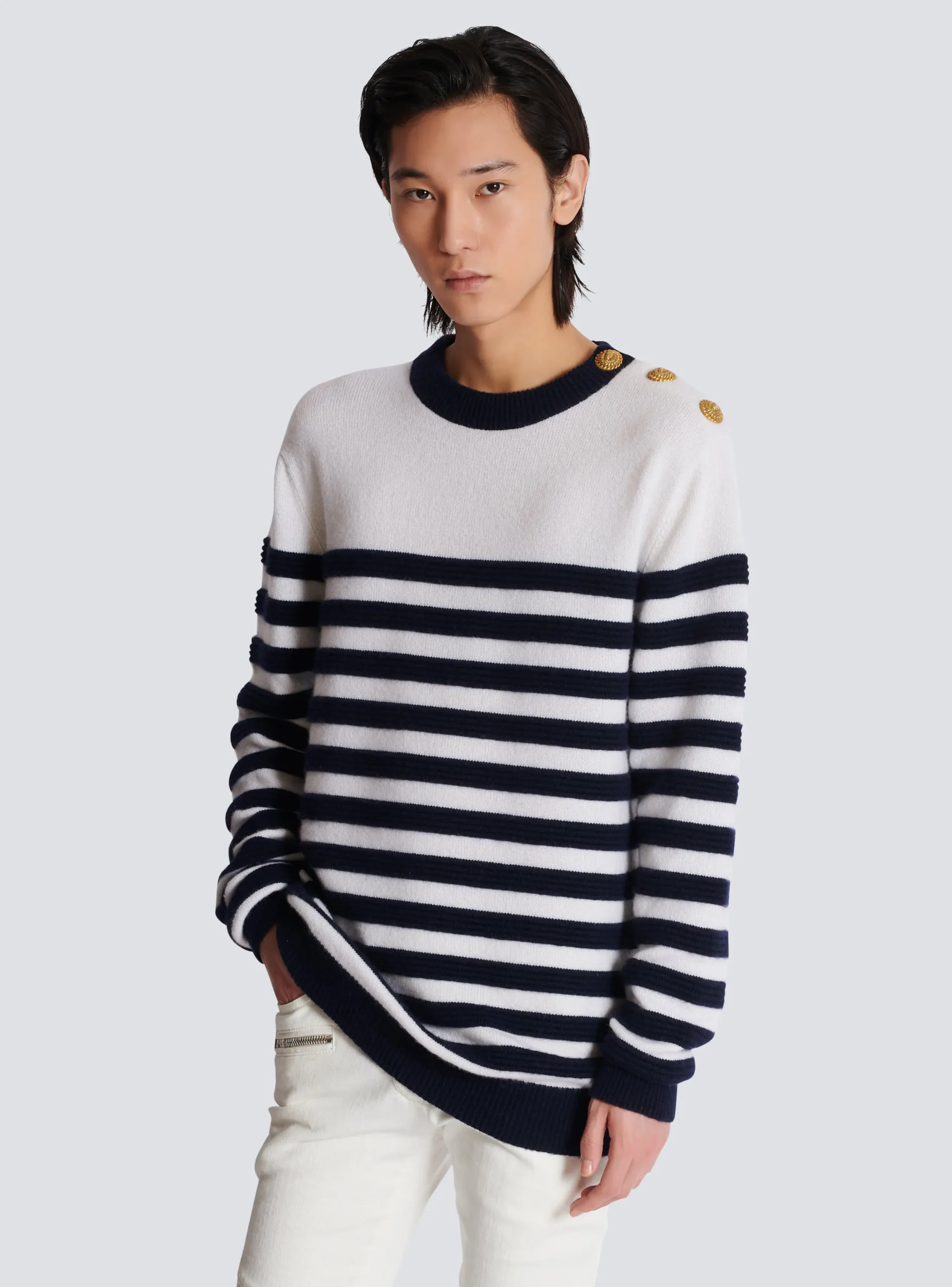 Striped Cashmere Jumper-Balmain Discount