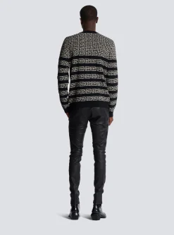 Striped PB Labyrinth Wool And Linen Jumper-Balmain Best Sale