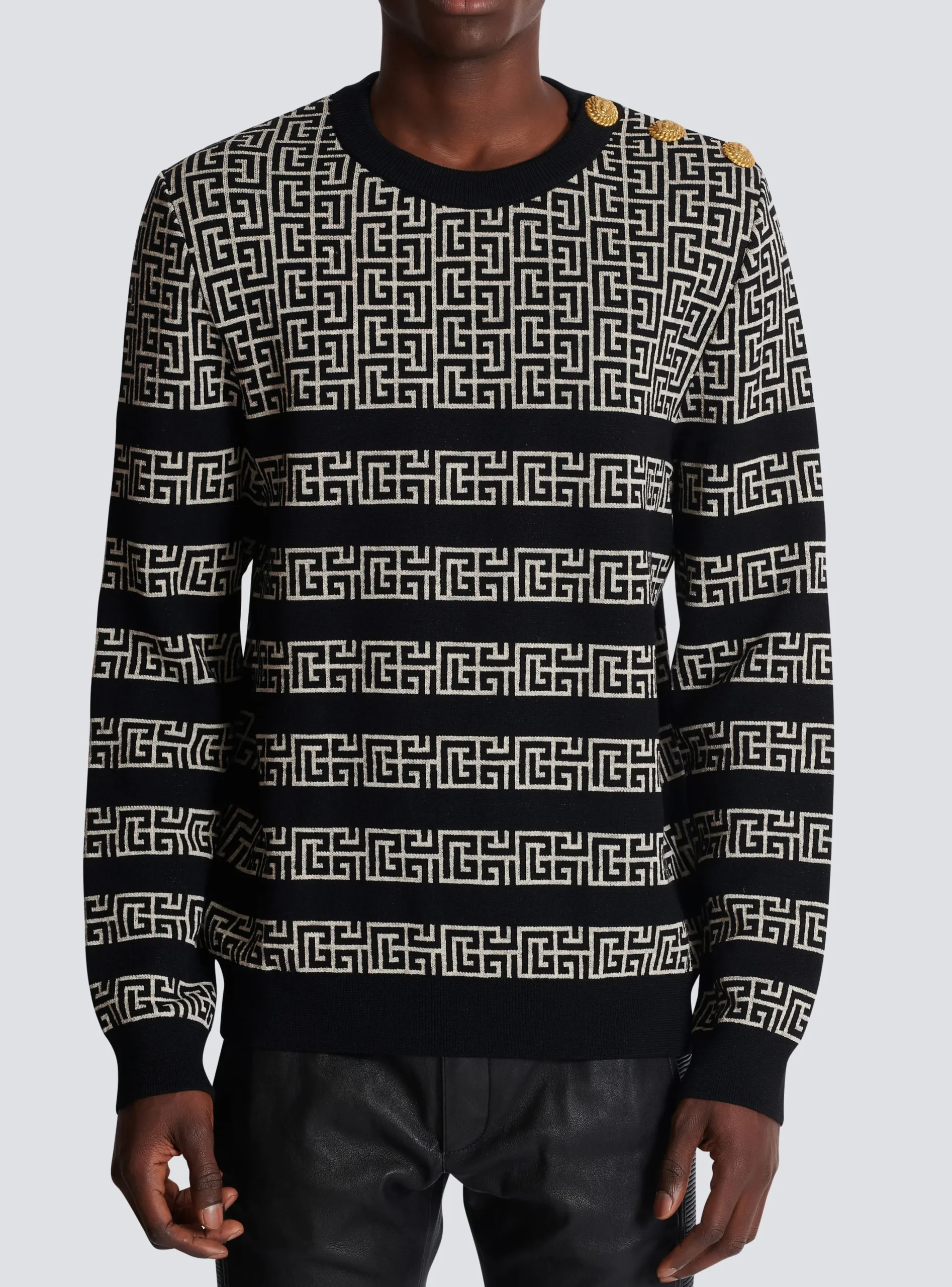 Striped PB Labyrinth Wool And Linen Jumper-Balmain Best Sale