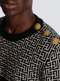 Striped PB Labyrinth Wool And Linen Jumper-Balmain Best Sale