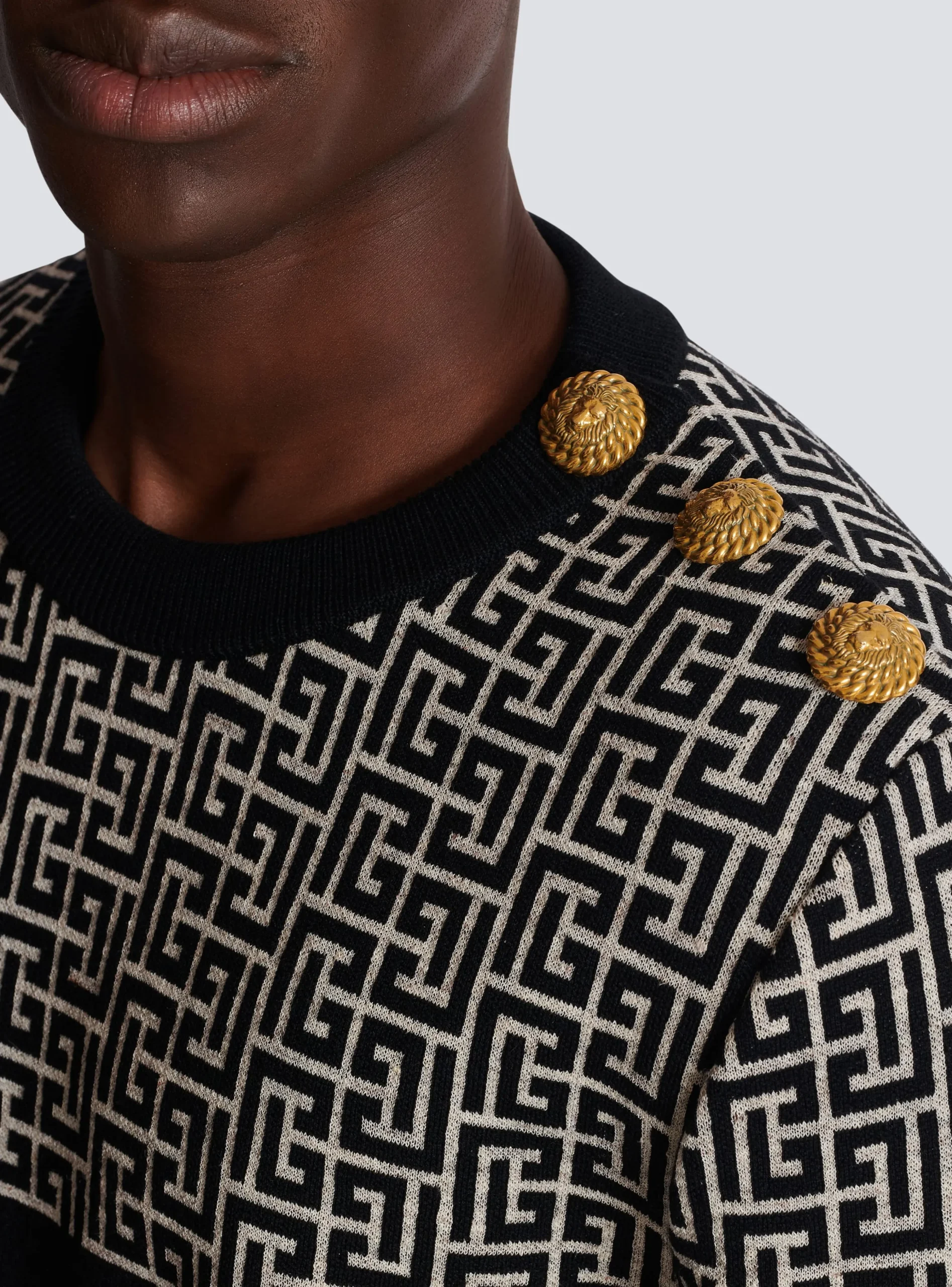 Striped PB Labyrinth Wool And Linen Jumper-Balmain Best Sale
