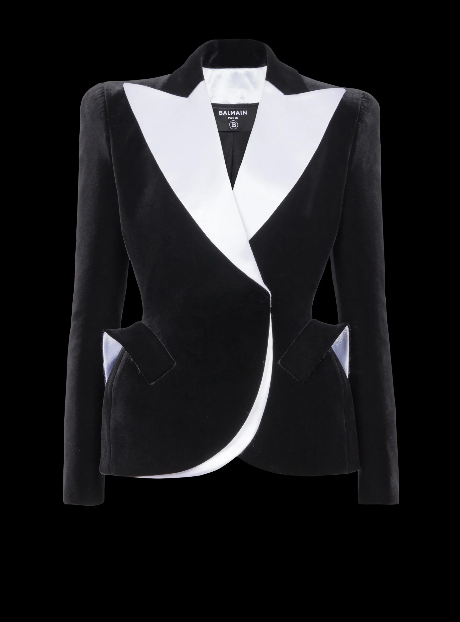 Structured Jacket In Velvet And Satin-Balmain Cheap