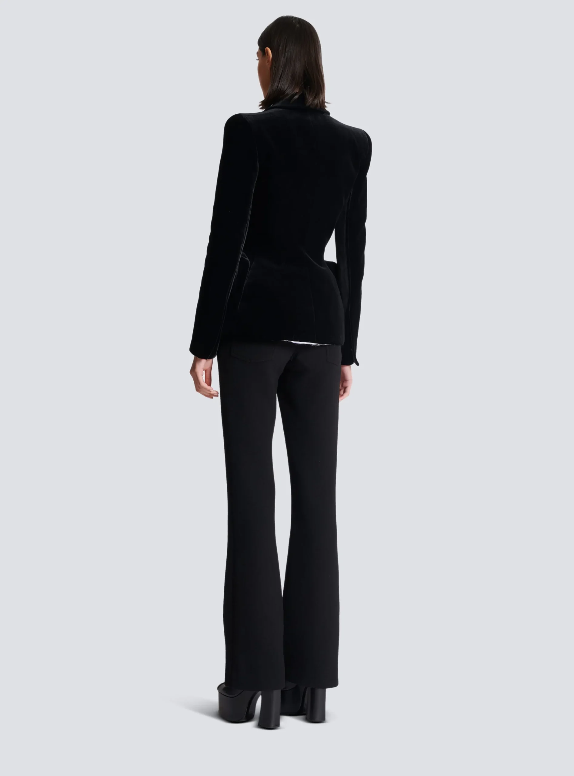 Structured Jacket In Velvet And Satin-Balmain Cheap