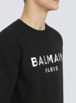Sweatshirt In Eco-responsible Cotton With Metallic Logo Print-Balmain Clearance