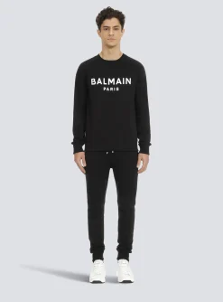 Sweatshirt In Eco-responsible Cotton With Metallic Logo Print-Balmain Clearance