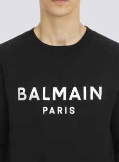 Sweatshirt In Eco-responsible Cotton With Metallic Logo Print-Balmain Clearance