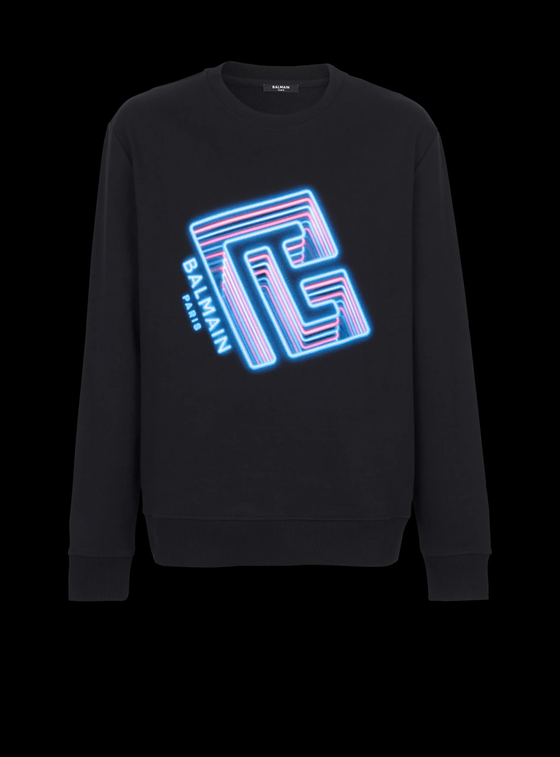 Sweatshirt With Neon Logo Print-Balmain Fashion
