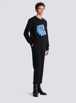 Sweatshirt With Neon Logo Print-Balmain Fashion