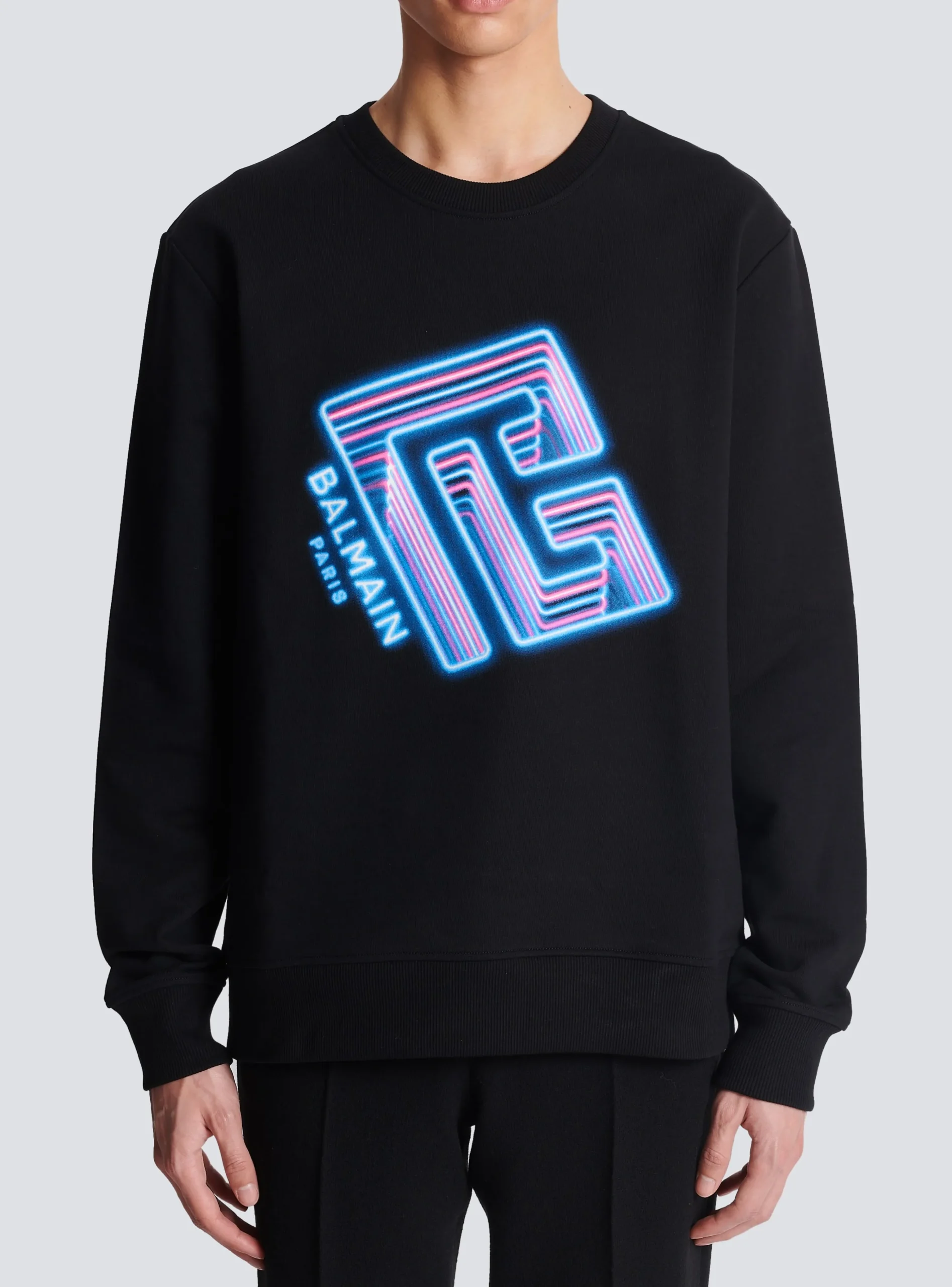 Sweatshirt With Neon Logo Print-Balmain Fashion