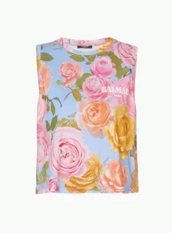 Tank Top With Pastel Roses Print-Balmain Online
