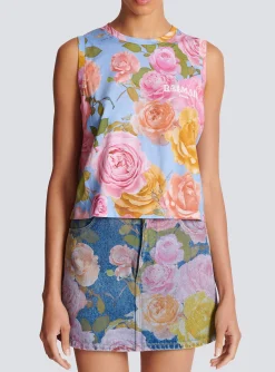 Tank Top With Pastel Roses Print-Balmain Online