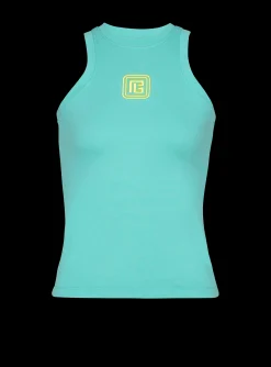 Tank Top With Retro PB Embroidery-Balmain Fashion