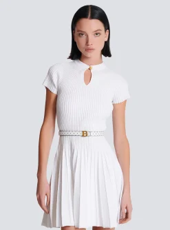 Thin Reversible Calfskin B-Belt With Polka Dots Print-Balmain Outlet
