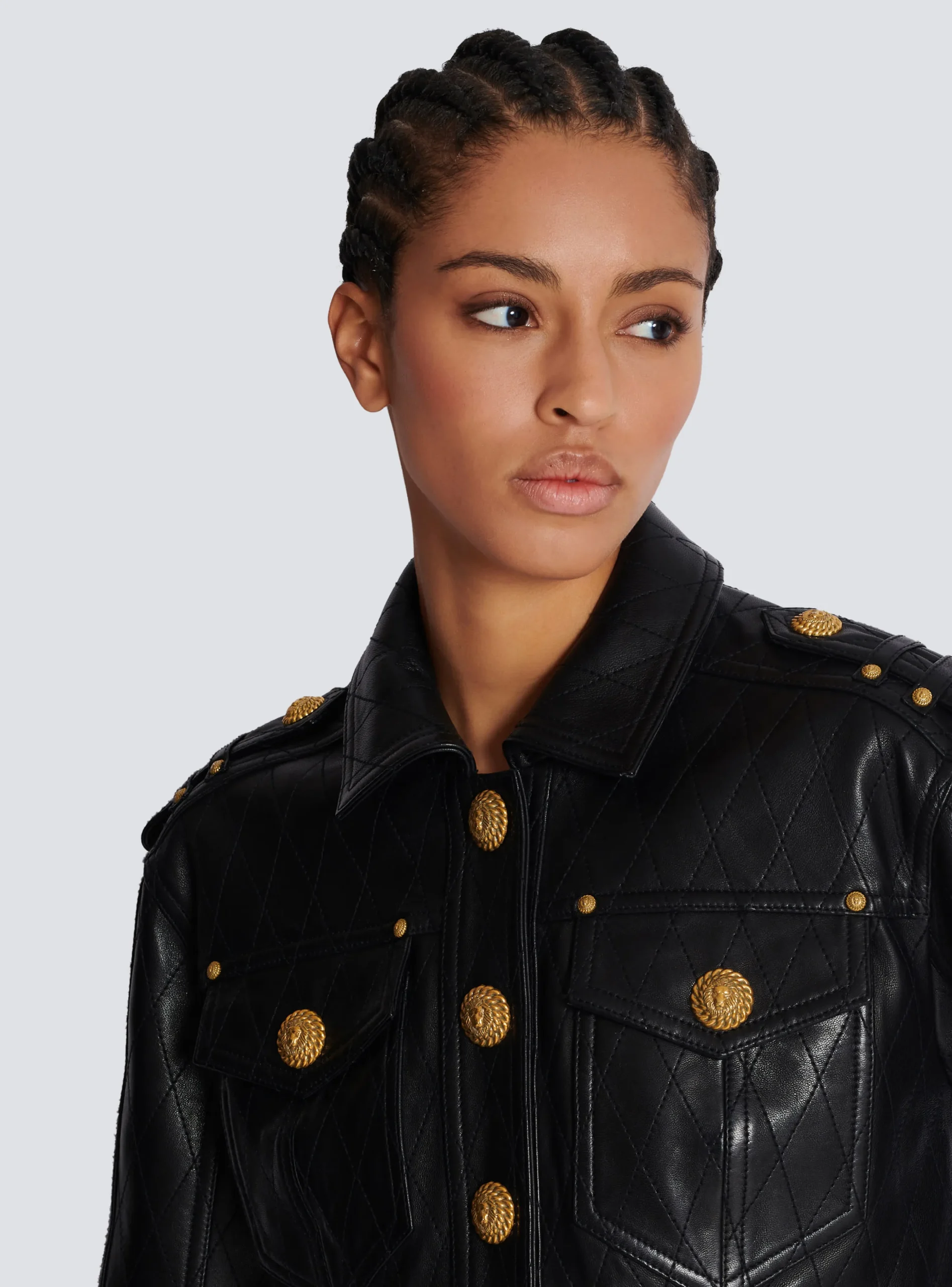 Topstitched Cropped Leather Jacket-Balmain Clearance