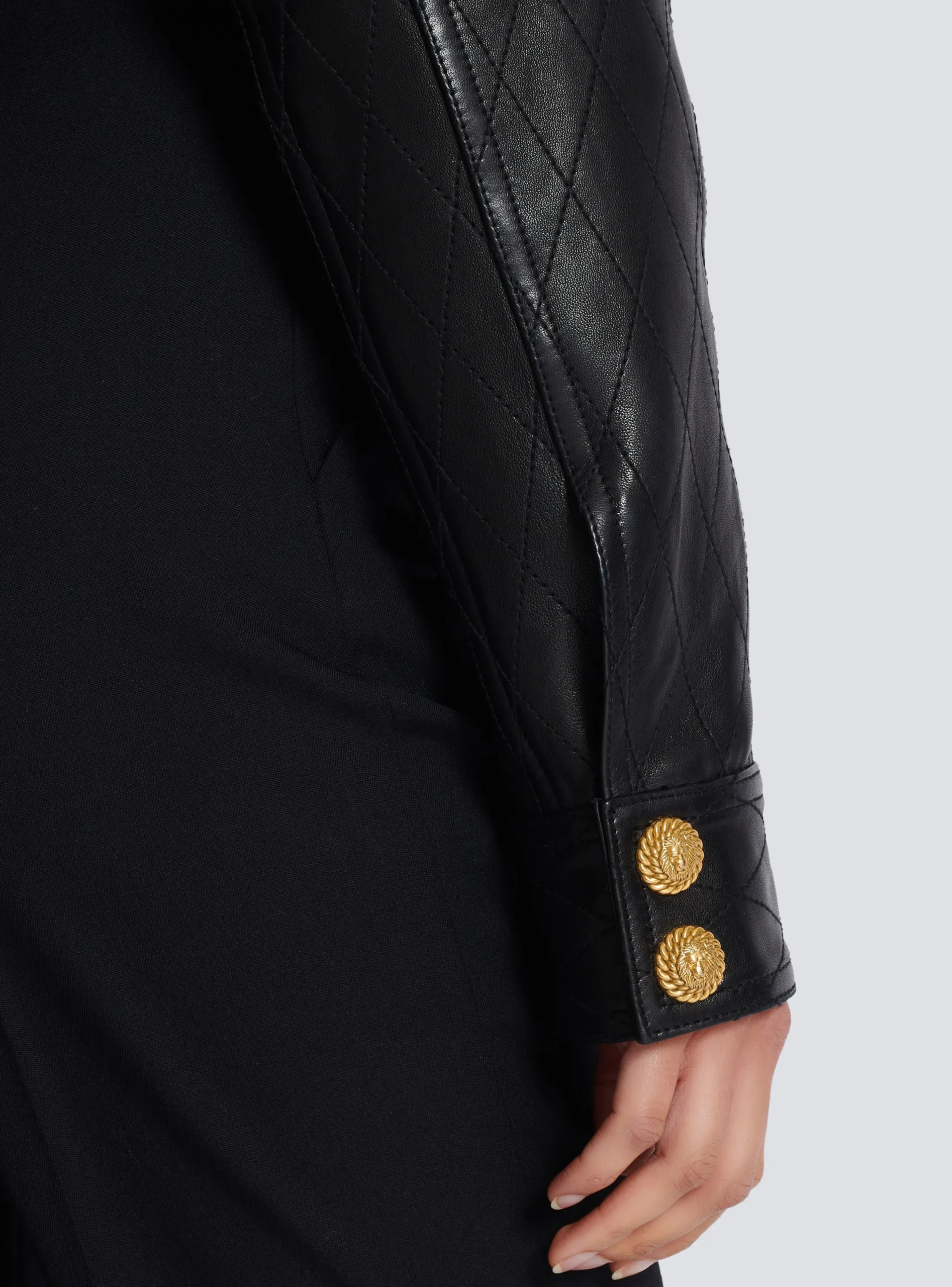 Topstitched Cropped Leather Jacket-Balmain Clearance
