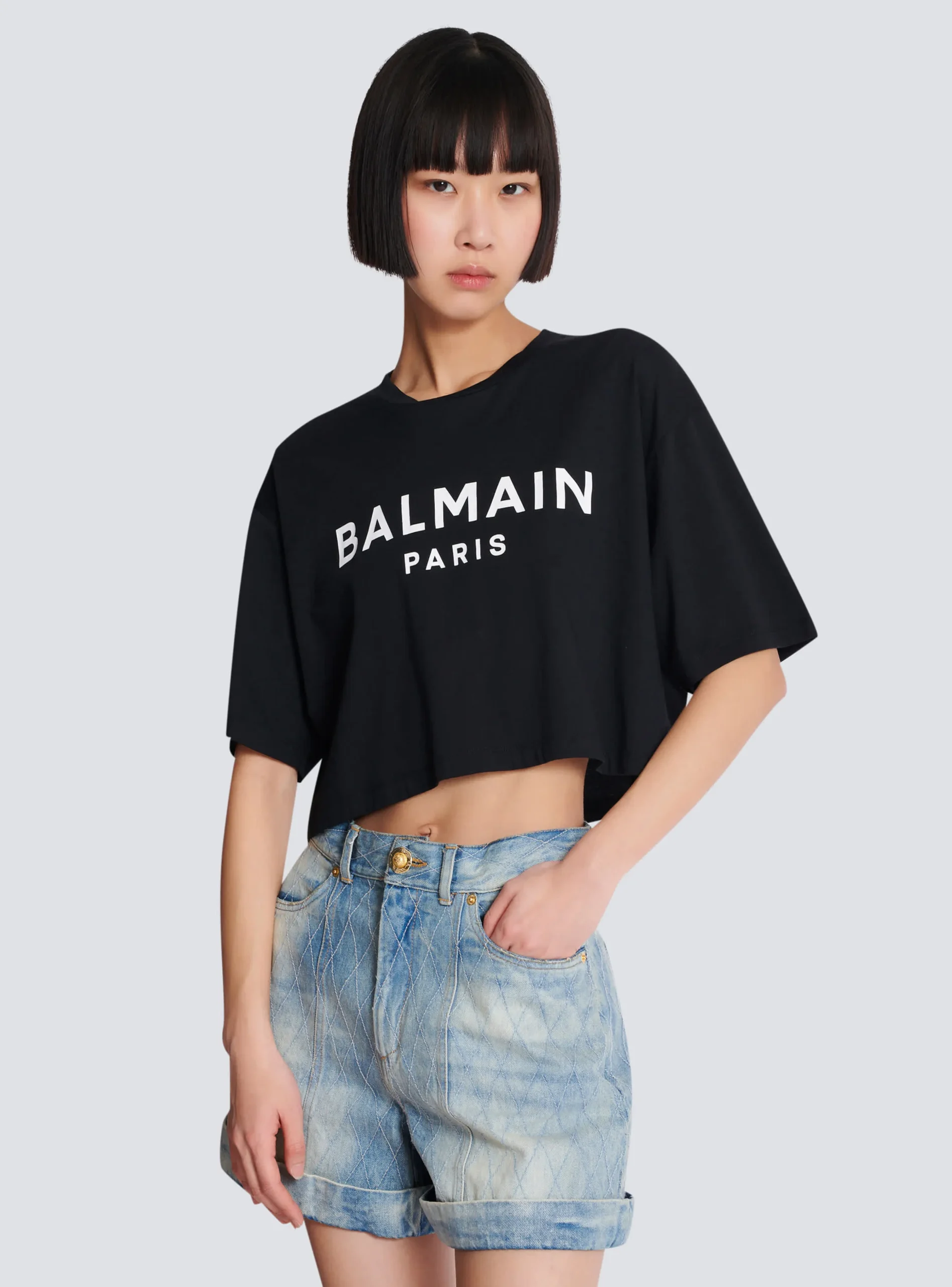 T-shirt With Paris Print-Balmain Clearance
