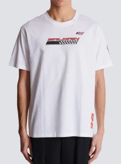 T-shirt With Racing Print-Balmain Flash Sale
