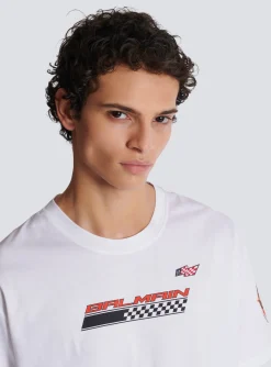 T-shirt With Racing Print-Balmain Flash Sale