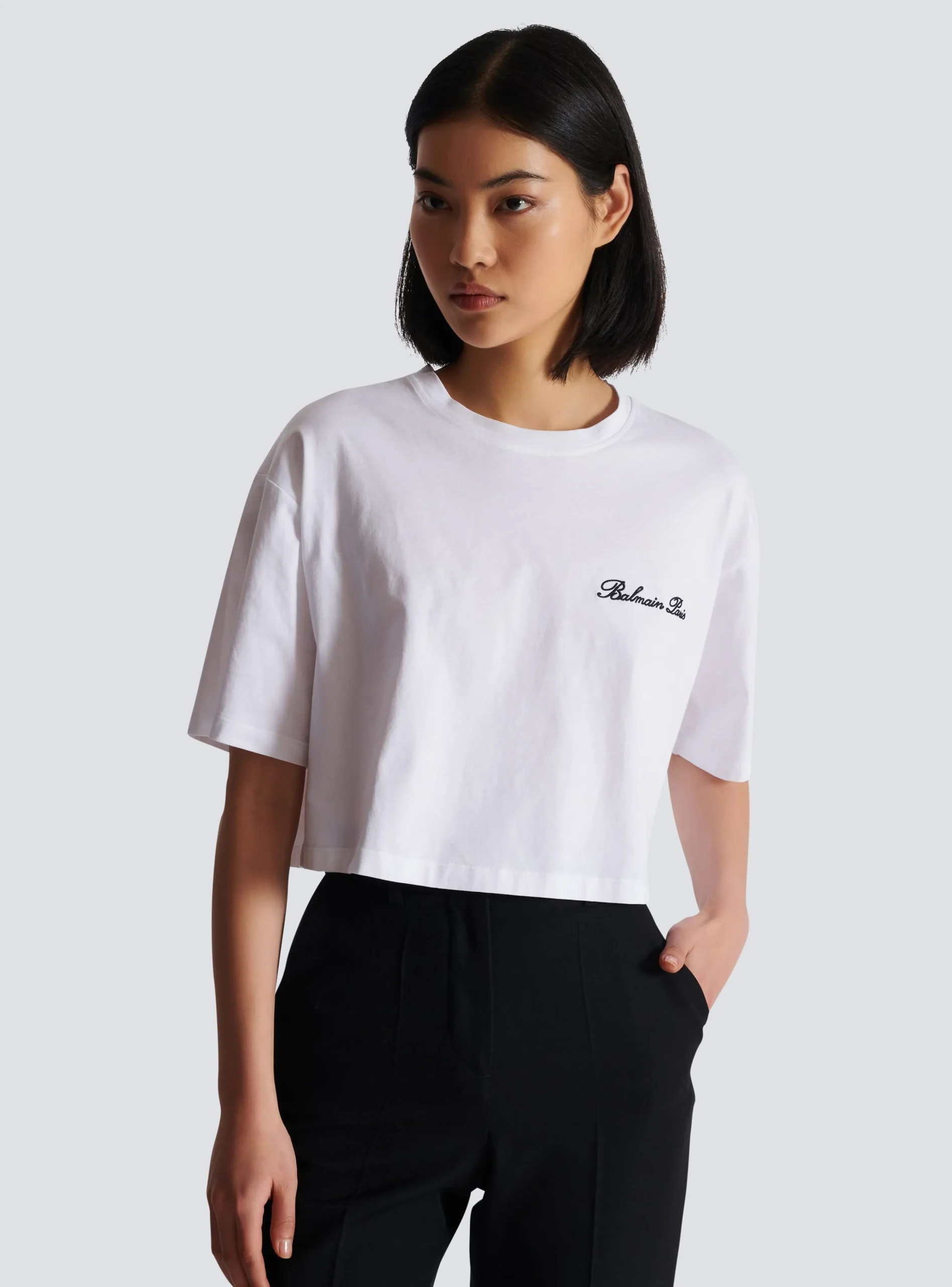 T-shirt With Signature Embroidery-Balmain Best Sale