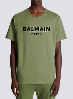 T-shirt With Flocked Paris Logo-Balmain Cheap