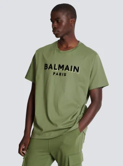 T-shirt With Flocked Paris Logo-Balmain Cheap