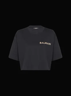 T-shirt With Laminated Logo-Balmain Cheap
