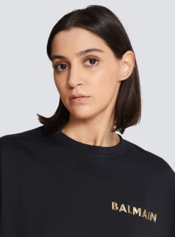 T-shirt With Laminated Logo-Balmain Cheap
