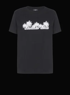 T-shirt With Palm Tree Signature Print-Balmain Fashion