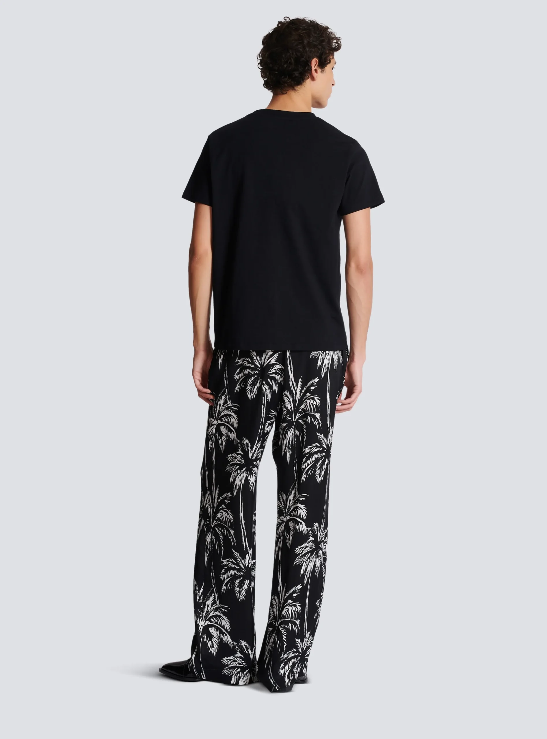 T-shirt With Palm Tree Signature Print-Balmain Fashion