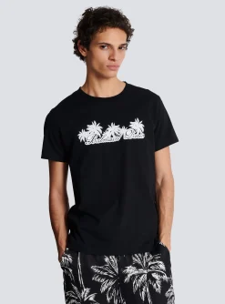T-shirt With Palm Tree Signature Print-Balmain Fashion