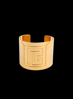 Tubular Bracelet In Engraved Brass-Balmain Sale