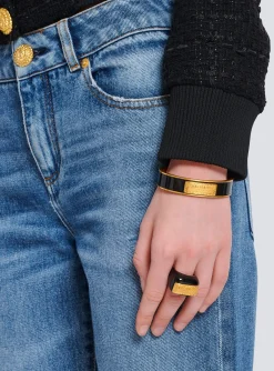 Tubular Signature Bracelet In Brass And Enamel-Balmain Cheap