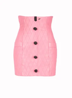Tulip Skirt In Quilted Leather-Balmain Cheap