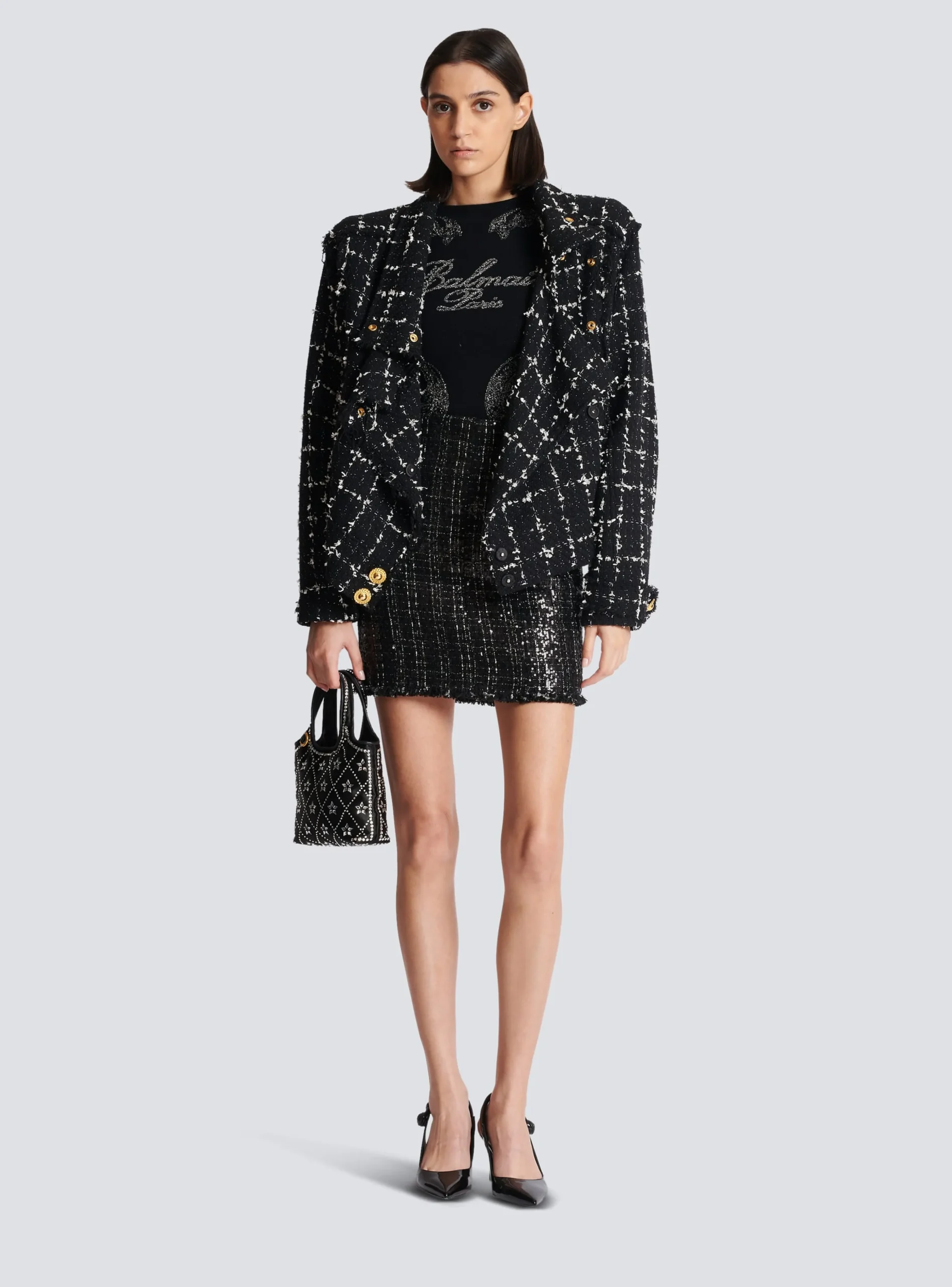 Tweed Bomber Jacket-Balmain Hot