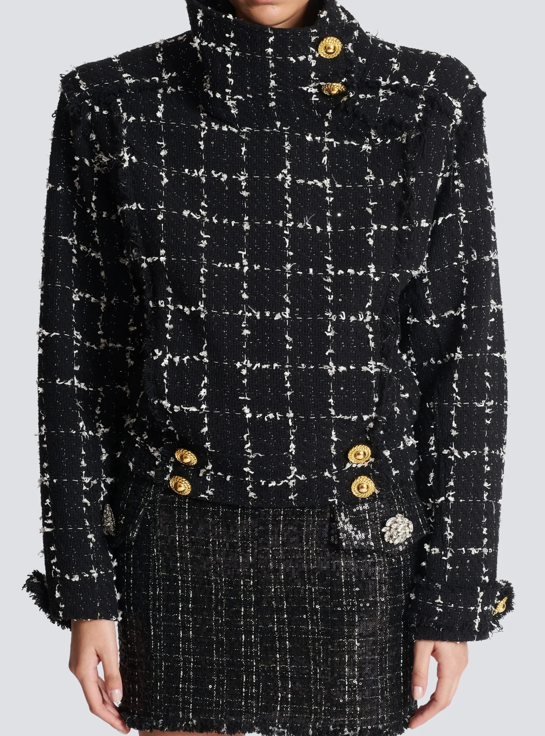 Tweed Bomber Jacket-Balmain Hot